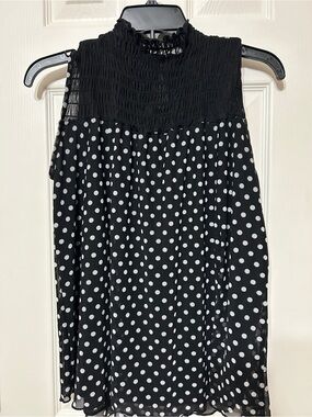 Kim & Cami Black and White Polka Dot Top